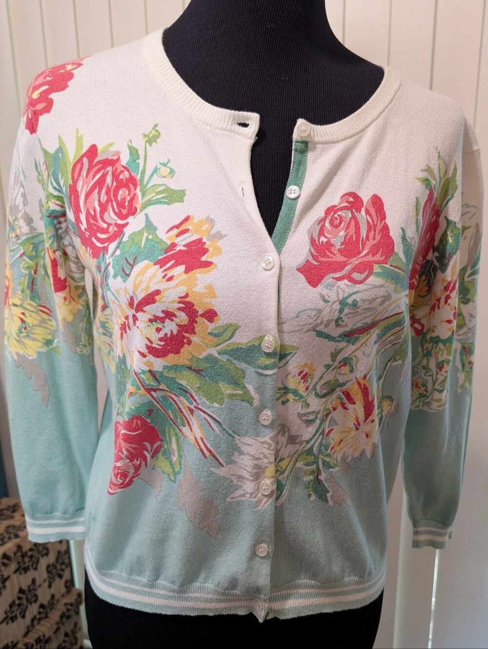 CAbi Floral Button Down Cardigan